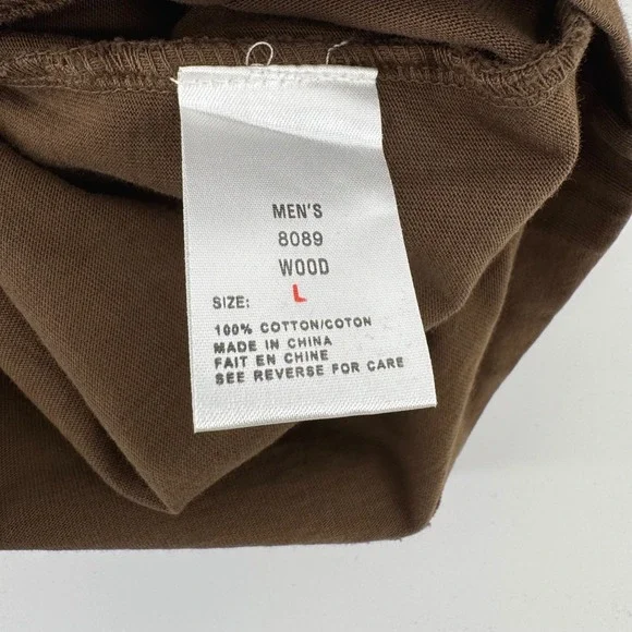 Woolrich First Fork Mock Neck Large Wood Brown Long Sleeve Cotton Shirt 8089 - Picture 6 of 6